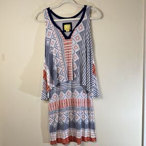 Anthropologie Maeve Davina Dress Sz XXS Sleeveless Layered Aztec Print Jersey
